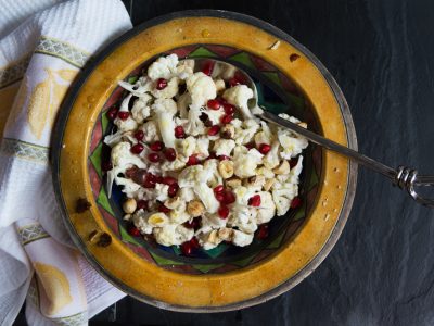 Cauliflower, pomegranate & toasted hazelnut salad